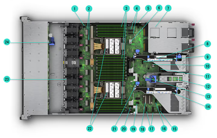 HPE ProLiant DL360 Gen11 вид внутри