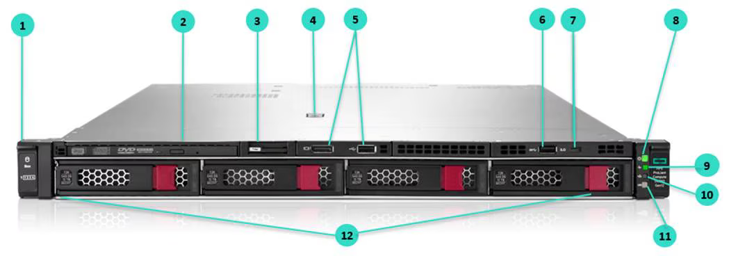 Вид спереди HPE ProLiant DL360 Compute Gen12 4LFF CTO Server