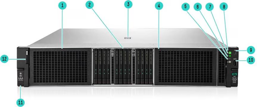 Вид спереди HPE ProLiant DL380 Compute Gen12 12 EDSFF CTO