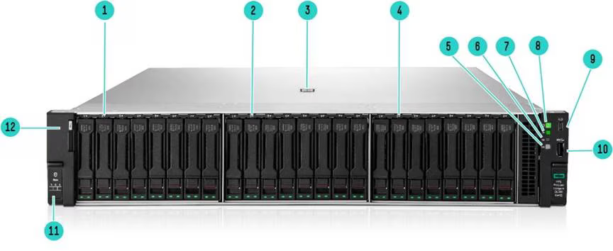 Вид спереди HPE ProLiant DL380 Compute Gen12 24 SFF CTO Server