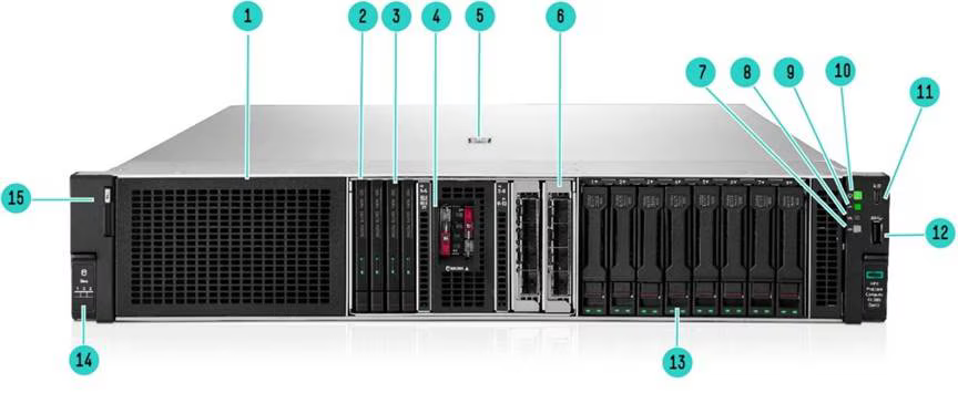 Вид спереди HPE ProLiant DL380 Compute Gen12 8SFF CTO Server